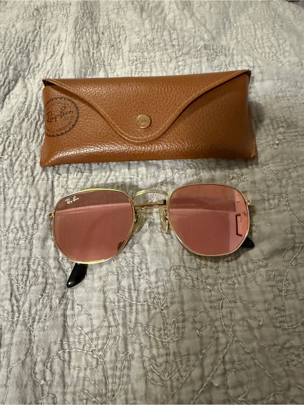 Ray-ban hexagonal pink mirror sunglasses